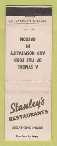 Matchbook Cover - Stanley's Restaurants Eugene Medford OR WEAR