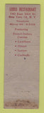 Matchbook Cover - Louis Restaurant New York City WORN