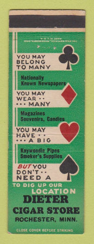 Matchbook Cover - Dieter Cigar Store Rochester MN