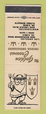 Matchbook Cover - Golden Crowns Swedish Smorgasbord Los Angeles CA