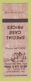 Matchbook Cover - Paul's Pit Stop Emmitsburg MD