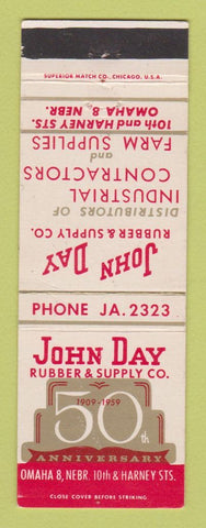 Matchbook Cover - John Day Rubber & Supply 1959 Omaha NE