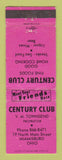 Matchbook Cover - Century Club Miamisburg OH