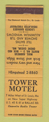 Matchbook Cover - Tower Motel Creve Coeur MO