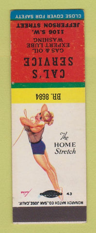 Matchbook Cover - Cal's Service oil gas pinup SSAMPLE