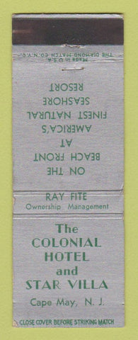 Matchbook Cover - Colonial Hotel Star Villa Cape May NJ WEAR