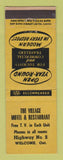 Matchbook Cover - Village Motel Restaurant Welcome ON