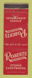 Matchbook Cover - Roberts Liquor Stores Long Beach CA WEAR