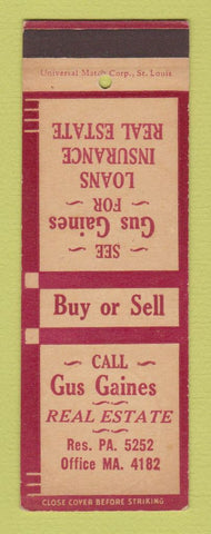Matchbook Cover - Gus Gaines Real Estate SAMPLE