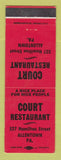 Matchbook Cover - Court Restaurant Allentown PA
