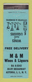 Matchbook Cover - M&M Wines Liquors Astoria LI NY