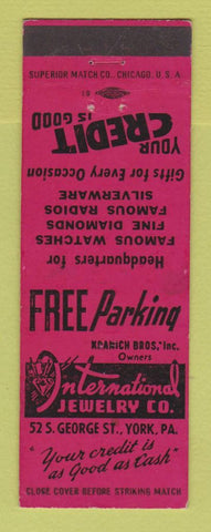 Matchbook Cover - International Jewelry Company York PA