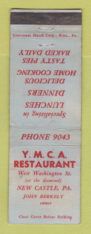 Matchbook Cover - YMCA Restaurant New Castle PA WORN