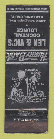 Matchbook Cover - Len & Vic Cocktail Lounge Oakland CA WORN