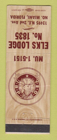 Matchbook Cover - Elks Lodge North Miami FL
