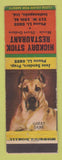 Matchbook Cover - Hickory Stick Restaurant Indianapolis IN Great Dane