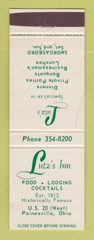 Matchbook Cover - Lutz's Inn Painesville OH restaurant