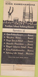 Matchbook Cover - King Kamehameha Hotel Hawaii HI 30 Strike
