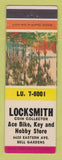 Matchbook Cover - Locksmith Coin Collector Hobby Store Bell Gardens CA