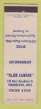 Matchbook Cover - Club Sahara Youngstown OH