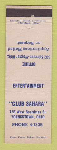Matchbook Cover - Club Sahara Youngstown OH