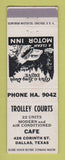 Matchbook Cover - Trolley Courts Motel Cafe Dallas TX