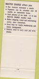 Matchbook Cover - Springfield Bank Master Charge Credit Card 30 Strike