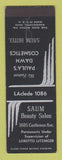 Matchbook Cover - Saum Beauty Salon Paula Dawn Cosmetics St Louis MO SAMPLE