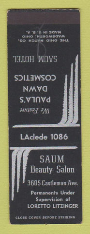Matchbook Cover - Saum Beauty Salon Paula Dawn Cosmetics St Louis MO SAMPLE