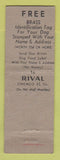 Matchbook Cover - Rival Dog Food Dog Tag Offer Chicago IL