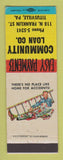 Matchbook Cover - Community Loan Company Titusville PA