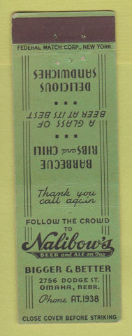 Matchbook Cover - Nalibow's Restaurant Omaha NE FEDERAL LONG
