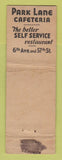 Matchbook Cover - Park Lane Cafeteria New York City FEDERAL LONG WEAR