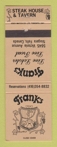 Matchbook Cover - Frank's Restaurant Niagara Falls ON