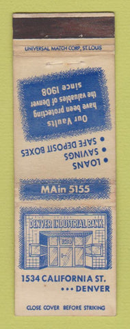 Matchbook Cover - Denver Industrial Bank Denver Colorado WEAR