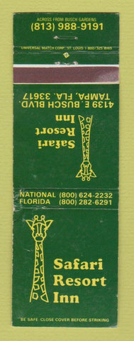 Matchbook Cover - Safari Resort Inn Tampa FL Giraffe WORN