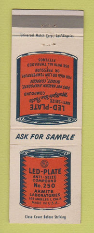 Matchbook Cover - Led Plate Anti Seize Compound Los Angeles CA