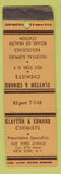 Matchbook Cover - Clayton & Edward Chemists New York City WORN SAMPLE MISCUT