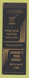 Matchbook Cover - Jonnie's Food Market Lima OH? SAMPLE