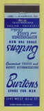 Matchbook Cover - Burtons Men's Clothes Chicago?