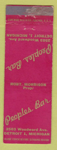 Matchbook Cover - Peoples Bar Detroit mI