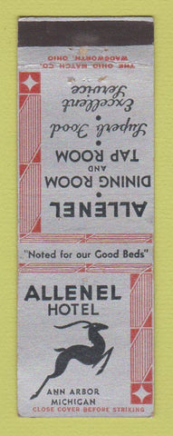Matchbook Cover - Allenel Hotel Ann Arbor MI