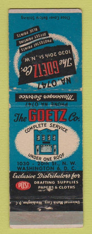 Matchbook Cover - Goetz Company Drafting Supply Washington DC