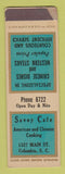 Matchbook Cover - Savoy Cafe Columbia SC SAMPLE POOR STRIKER