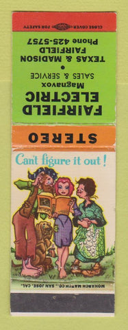 Matchbook Cover - Fairfield Electric Fairfield CA hillbilly WEAR