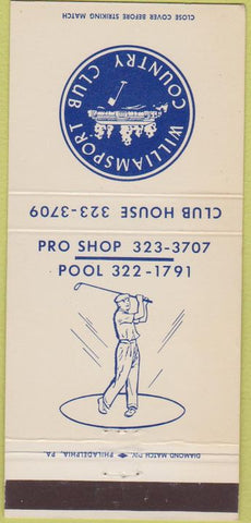 Matchbook Cover - Williamsport Country Golf Club  30 Strike