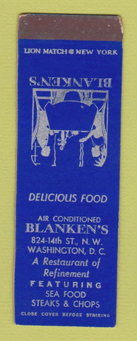 Matchbook Cover - Blanken's Restaurant Washington DC SAMPLE WEAR