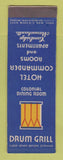 Matchbook Cover - Hotel Commander Cambridge MA Drum Grill feature SAMPLE