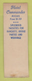 Matchbook Cover - Hotel Commander Cambridge MA Drum Grill feature SAMPLE