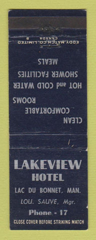 Matchbook Cover - Lakeview Hotel Lac Du Bonnet MB